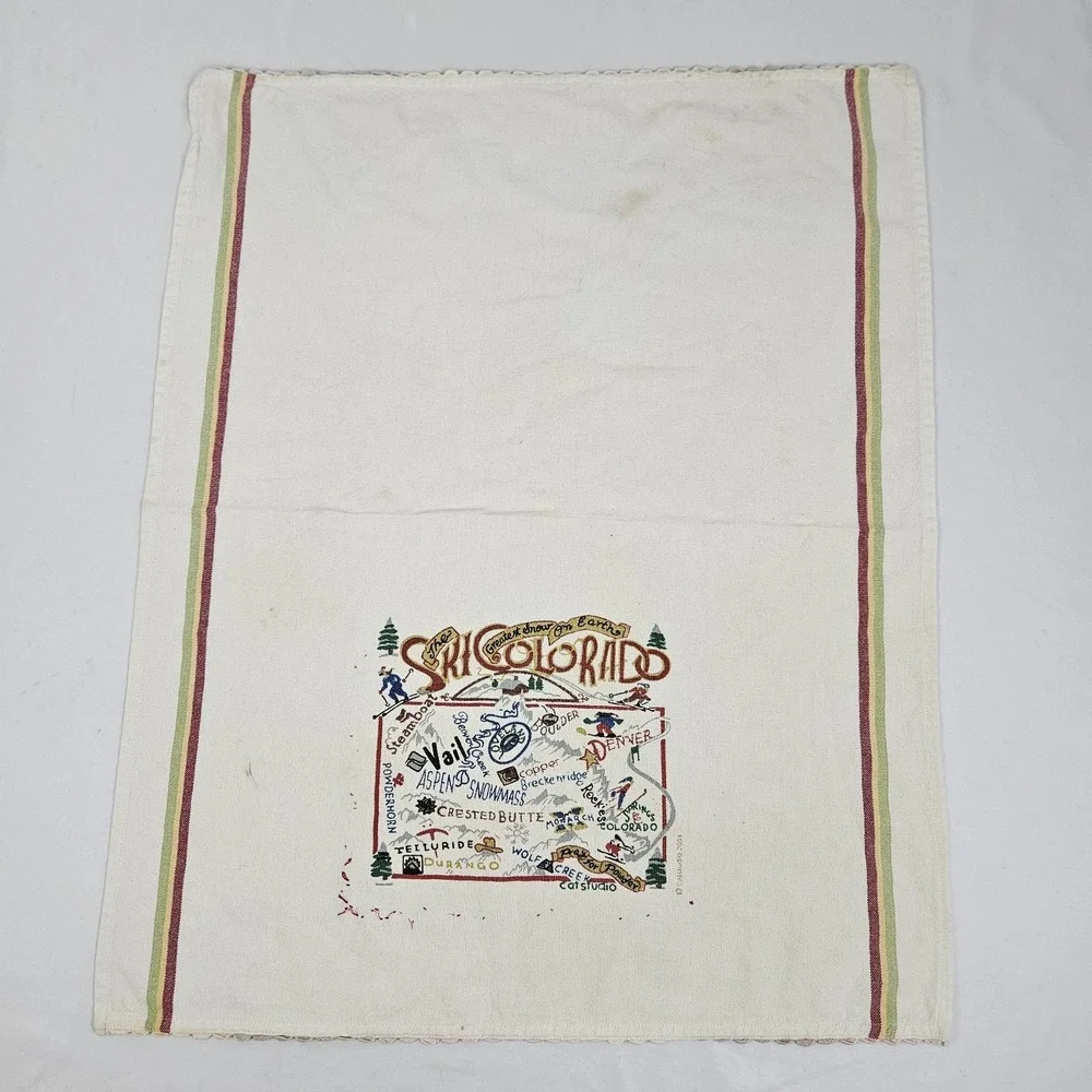 Colorado Cotton Towel Embroidered Souvenir Hand Kitchen Dish Catstudio